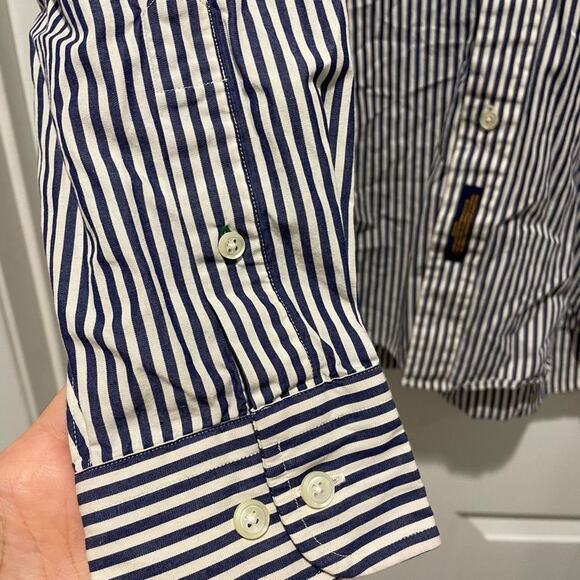 TOMMY HILFIGER Short Mens Striped Button Down Oxford Long Sleeve 34-35 - Picture 5 of 5